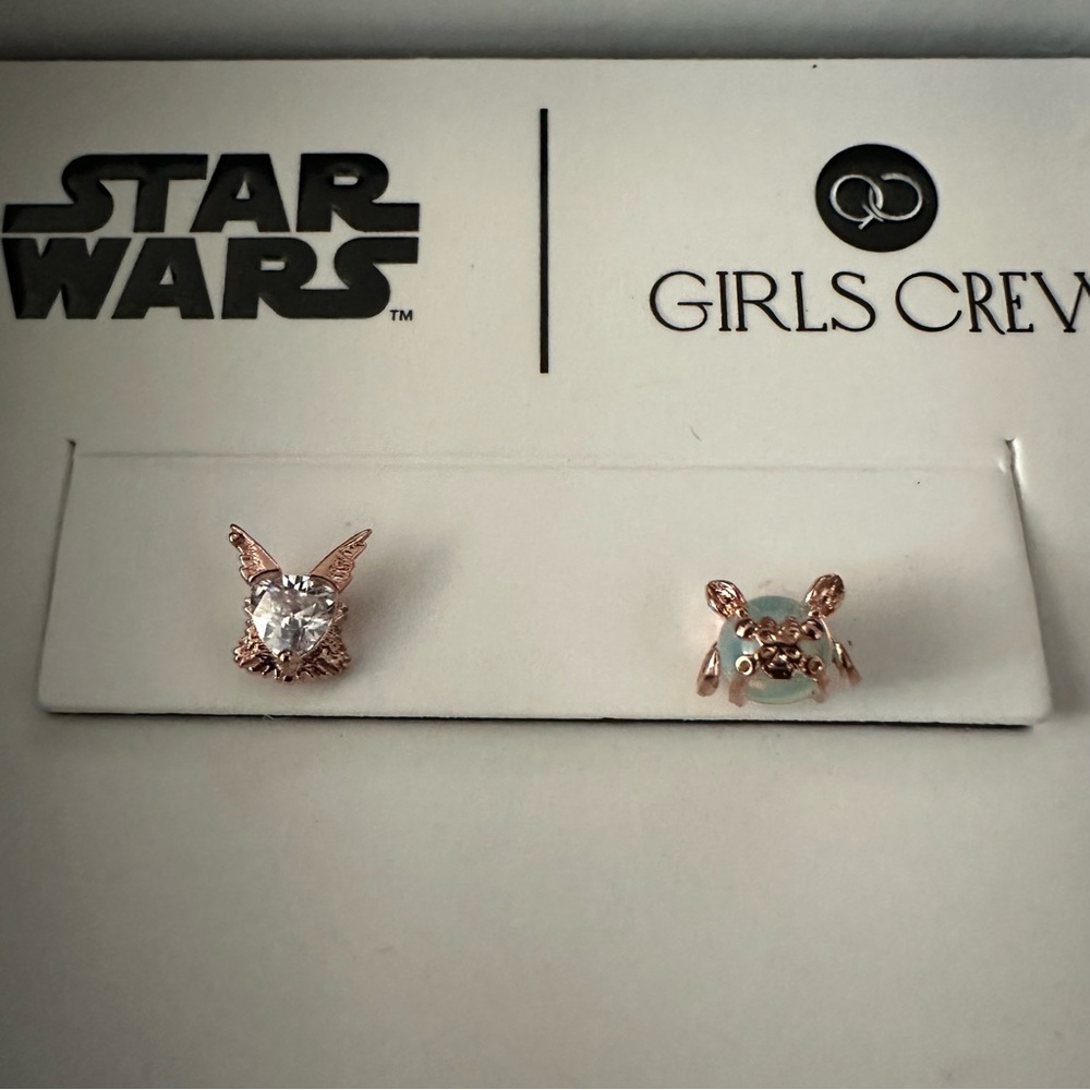 Girls Crew Star Wars Tauntaun Vulptex Stud Earrings Rose Gold Set New 18K GP - Picture 6 of 8